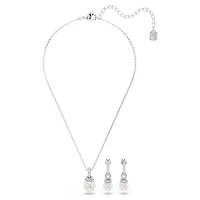 Originally set, Pavé, Crystal pearl, White, Rhodium plated by SWAROVSKI