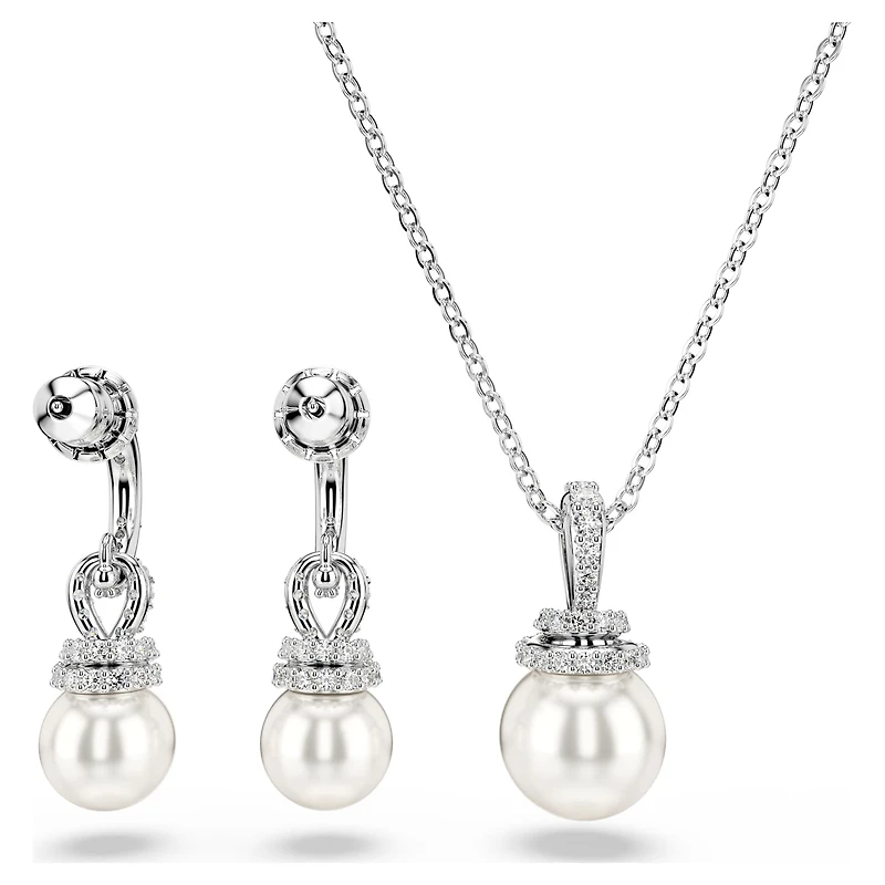 Originally set, Pavé, Crystal pearl, White, Rhodium plated by SWAROVSKI