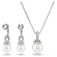 Originally set, Pavé, Crystal pearl, White, Rhodium plated by SWAROVSKI