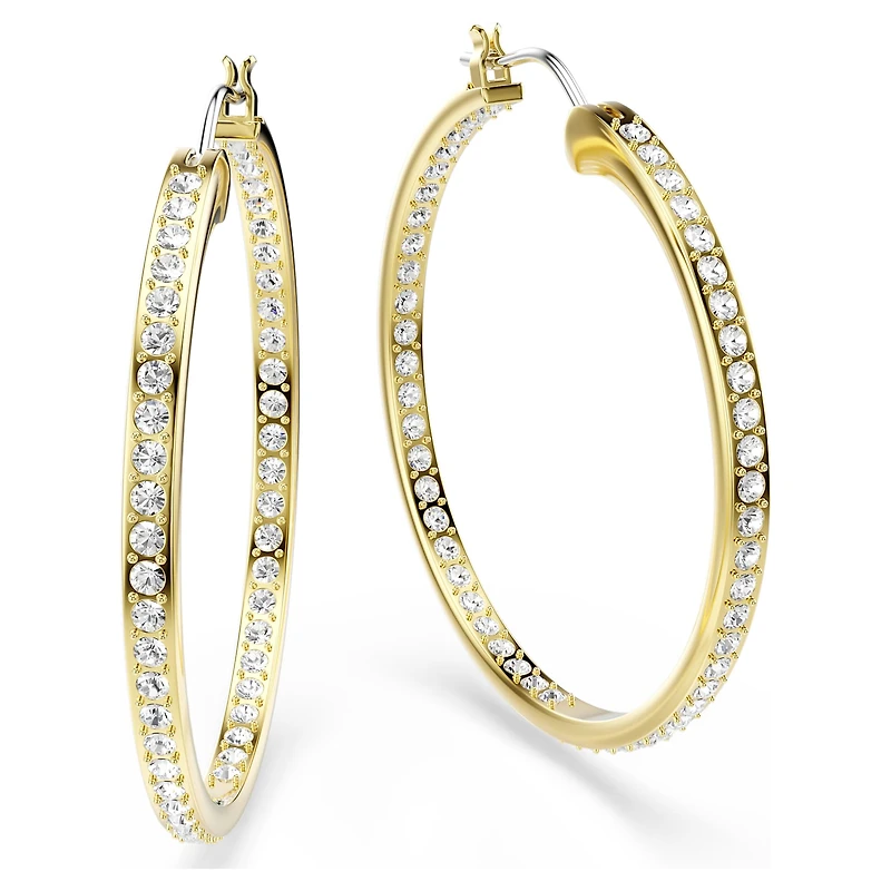Sommerset hoop earrings, White, Gold-tone plated by SWAROVSKI