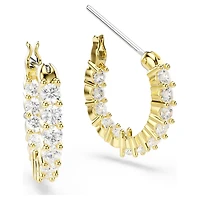 Matrix Vittore hoop earrings, Round cut, White, Gold-tone plated by SWAROVSKI