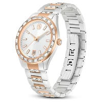Matrix date watch, Swiss Made, Metal bracelet, Rose gold tone