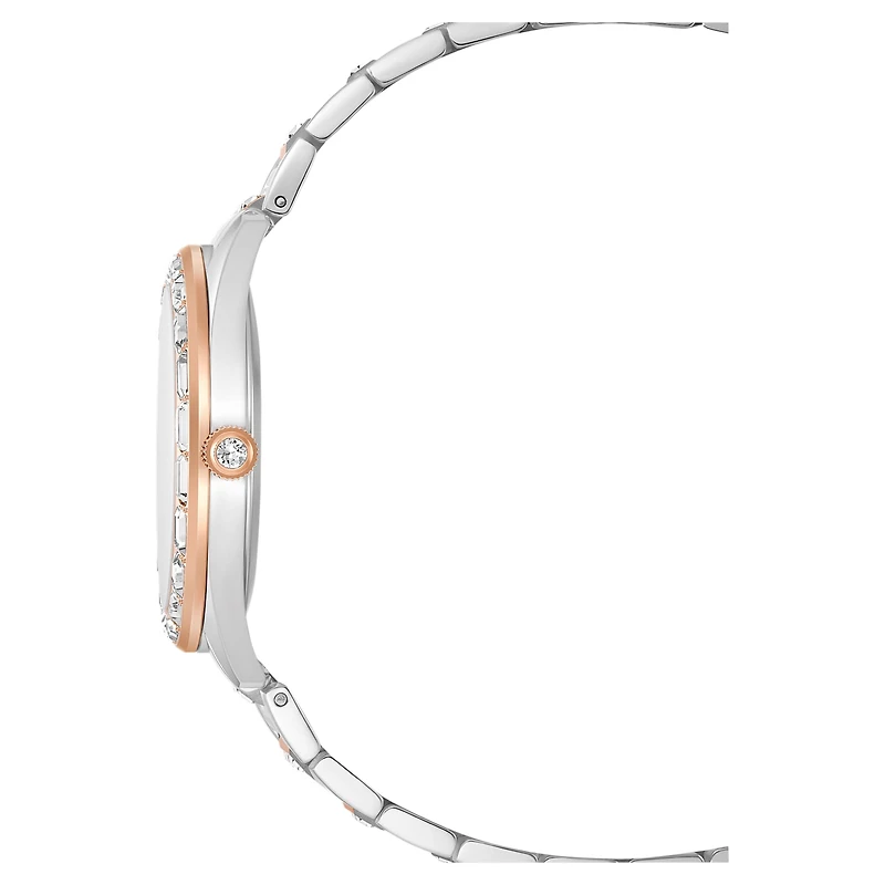 Matrix date watch, Swiss Made, Metal bracelet, Rose gold tone