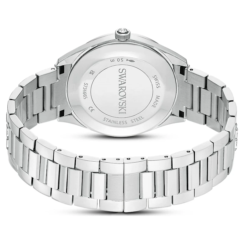 Matrix date watch, Swiss Made, Metal bracelet, Silver Tone, Stainless steel