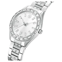 Matrix date watch, Swiss Made, Metal bracelet, Silver Tone, Stainless steel