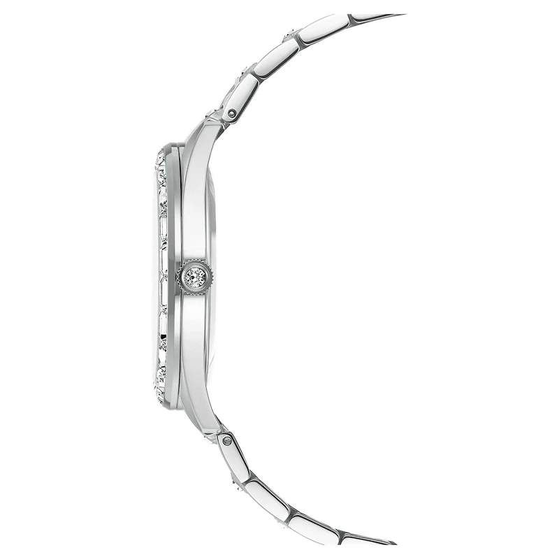 Matrix date watch, Swiss Made, Metal bracelet, Silver Tone, Stainless steel