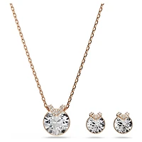 Bella V set, Round cut, White, 18K rose gold finish