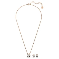 Bella V set, Round cut, White, 18K rose gold finish