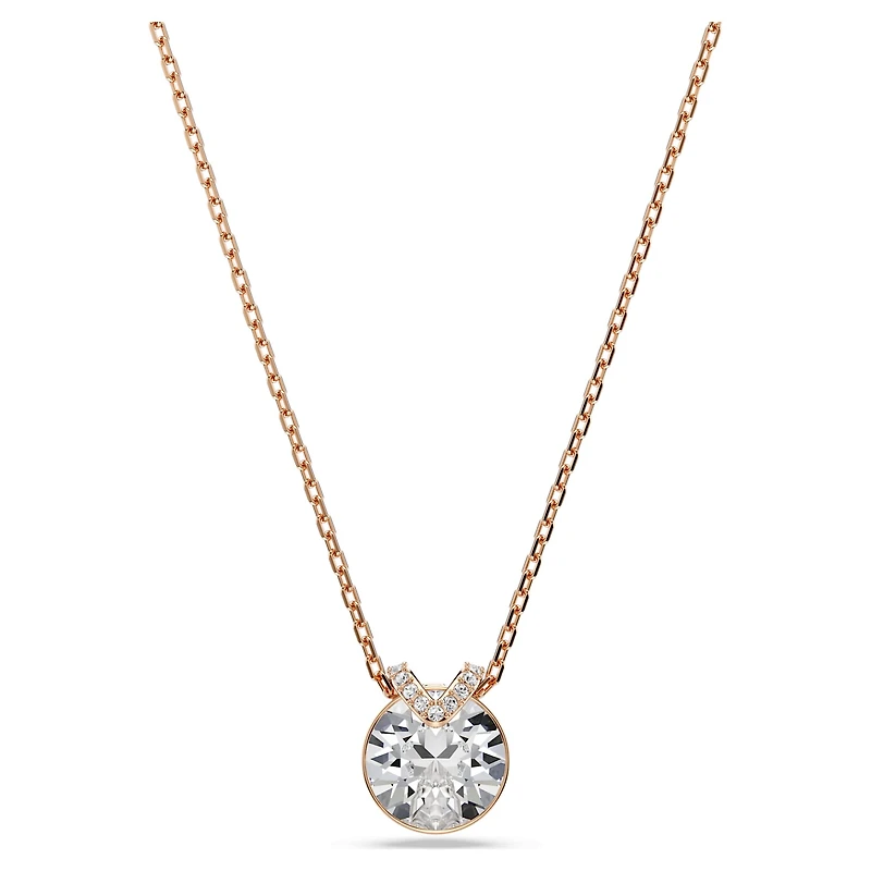 Bella V set, Round cut, White, 18K rose gold finish