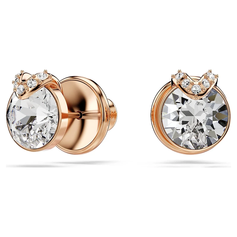 Bella V set, Round cut, White, 18K rose gold finish