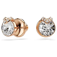 Bella V set, Round cut, White, 18K rose gold finish