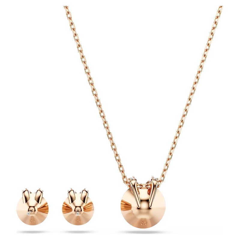 Bella V set, Round cut, White, 18K rose gold finish