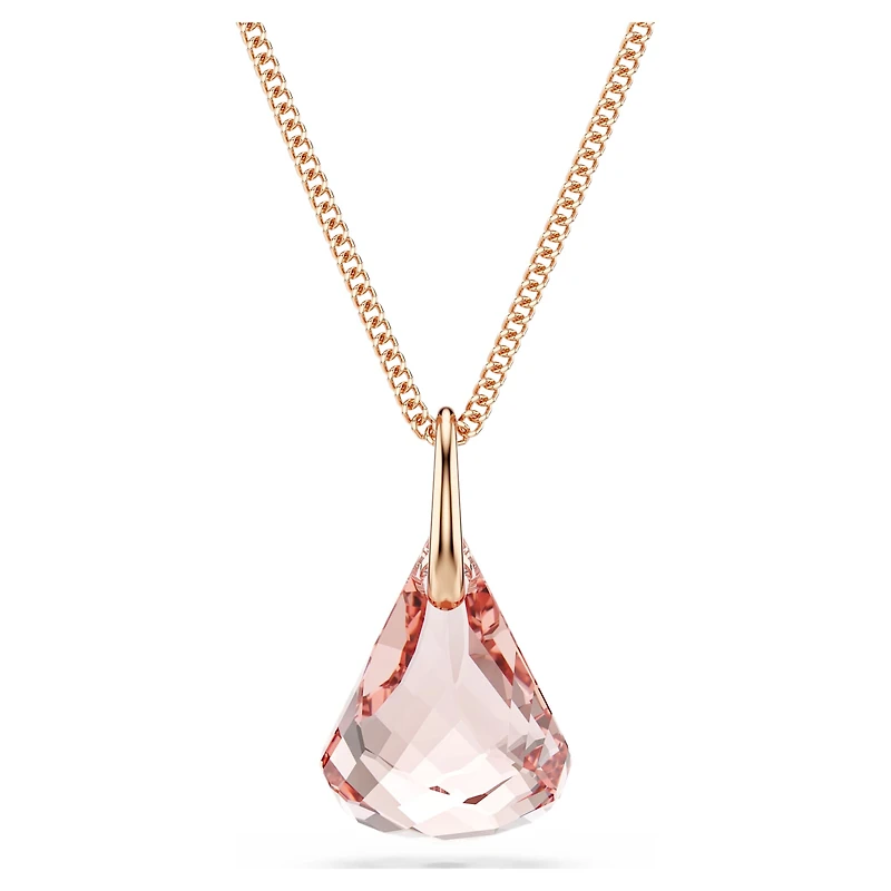 Lunar drop pendant, Pink, 18K rose gold finish