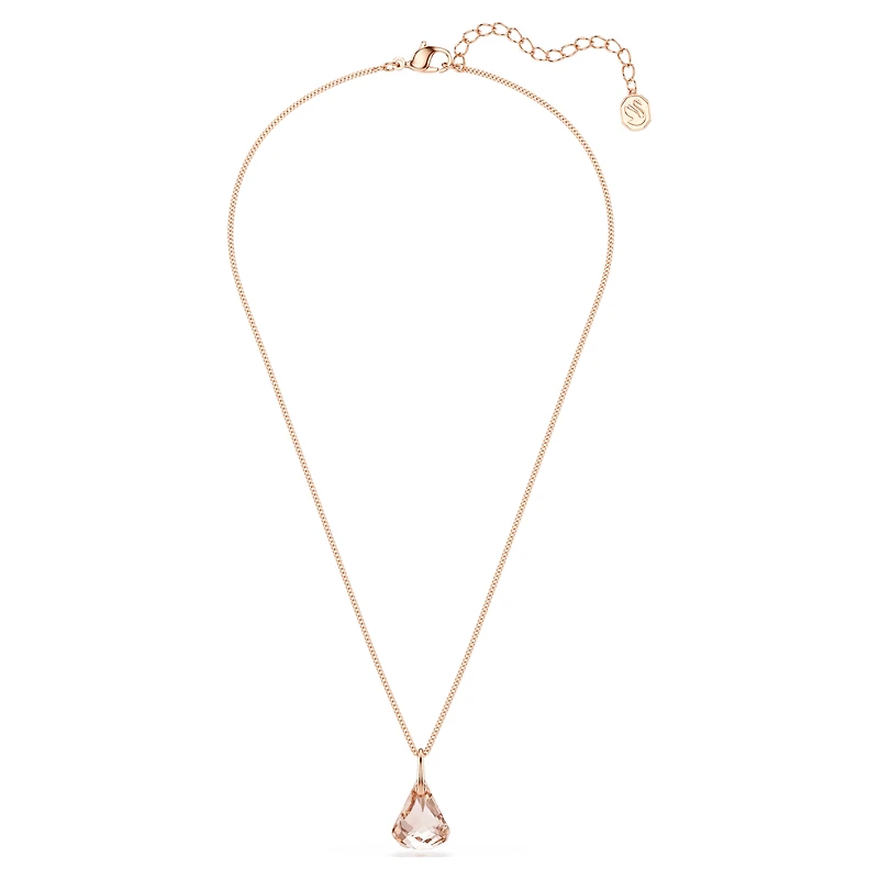 Lunar drop pendant, Pink, Rose gold-tone plated by SWAROVSKI