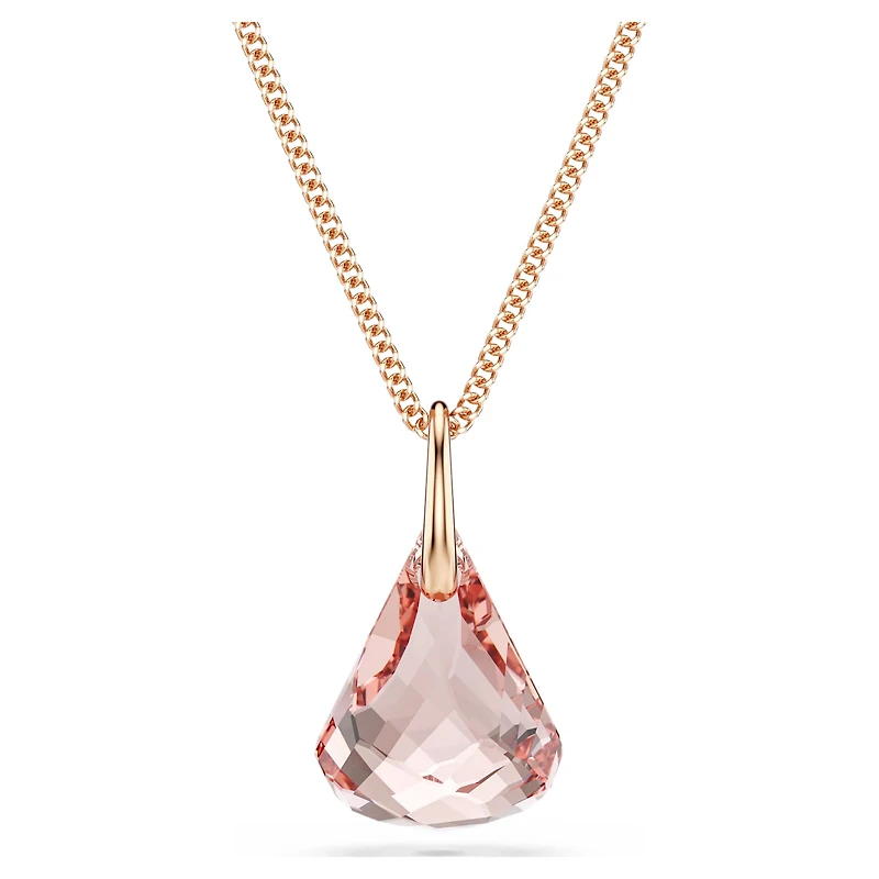 Lunar drop pendant, Pink, 18K rose gold finish