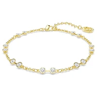 Swarovski Remix Collection strand, Round cut, White, 18K gold finish