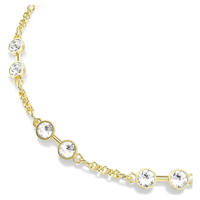 Swarovski Remix Collection strand, Round cut, White, 18K gold finish