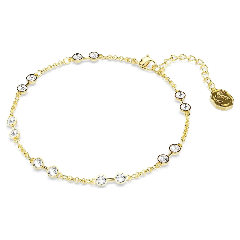 Swarovski Remix Collection strand, Round cut, White, Gold-tone plated by SWAROVSKI