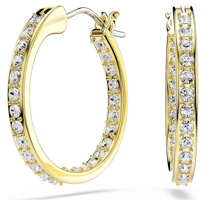 Sommerset hoop earrings, Small, White, 18K gold finish