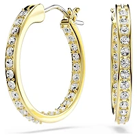 Sommerset hoop earrings, Small, White, Gold-tone plated by SWAROVSKI