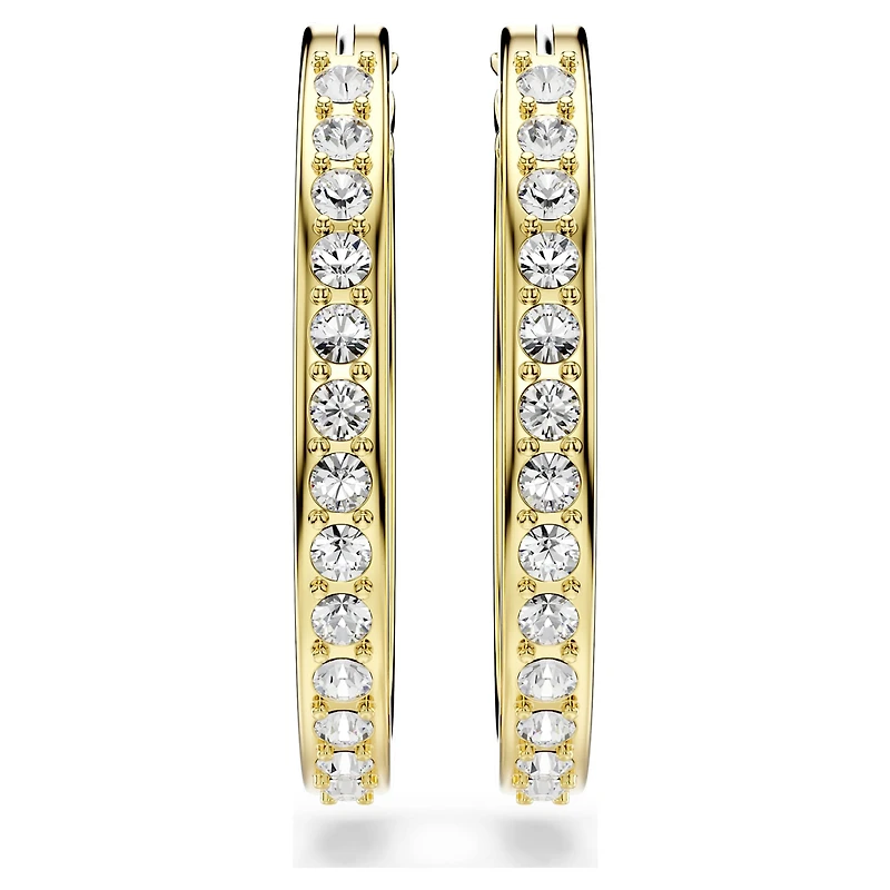 Sommerset hoop earrings, Small, White, Gold-tone plated by SWAROVSKI