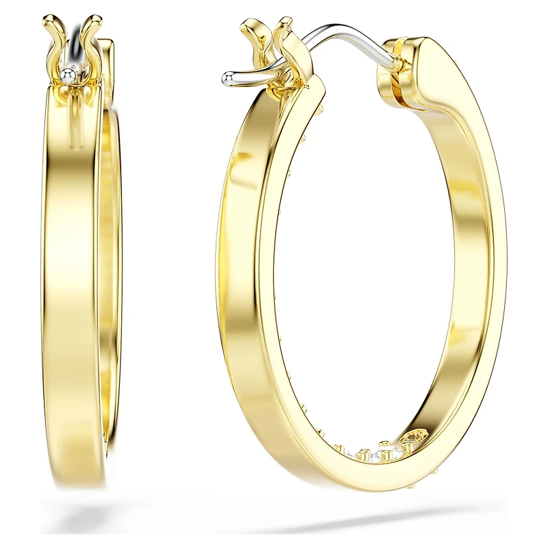 Sommerset hoop earrings, Small, White, Gold-tone plated by SWAROVSKI