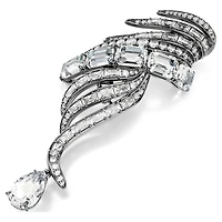 The Vienna Collection brooch, Feather, White, Ruthenium plated by SWAROVSKI