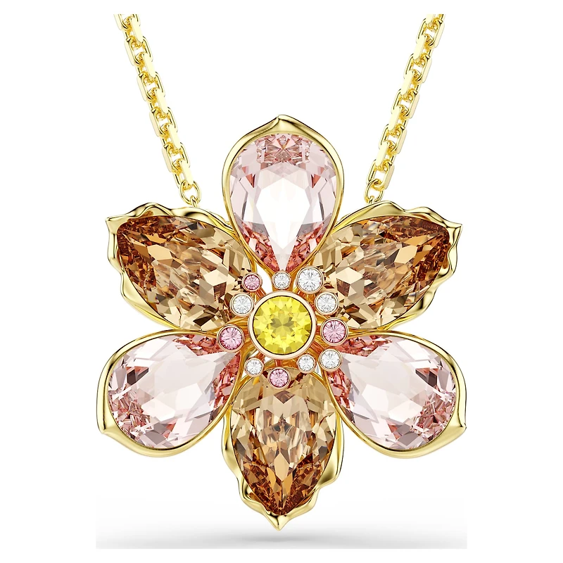 Idyllia pendant and brooch, Mixed cuts, Flower, Multicoloured, Gold-tone plated by SWAROVSKI