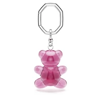 Teddy key ring, Bear, Pink, Rhodium plated by SWAROVSKI