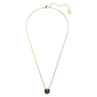 Bella V pendant, Round cut, Green, 18K gold finish