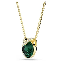 Bella V pendant, Round cut, Green, 18K gold finish