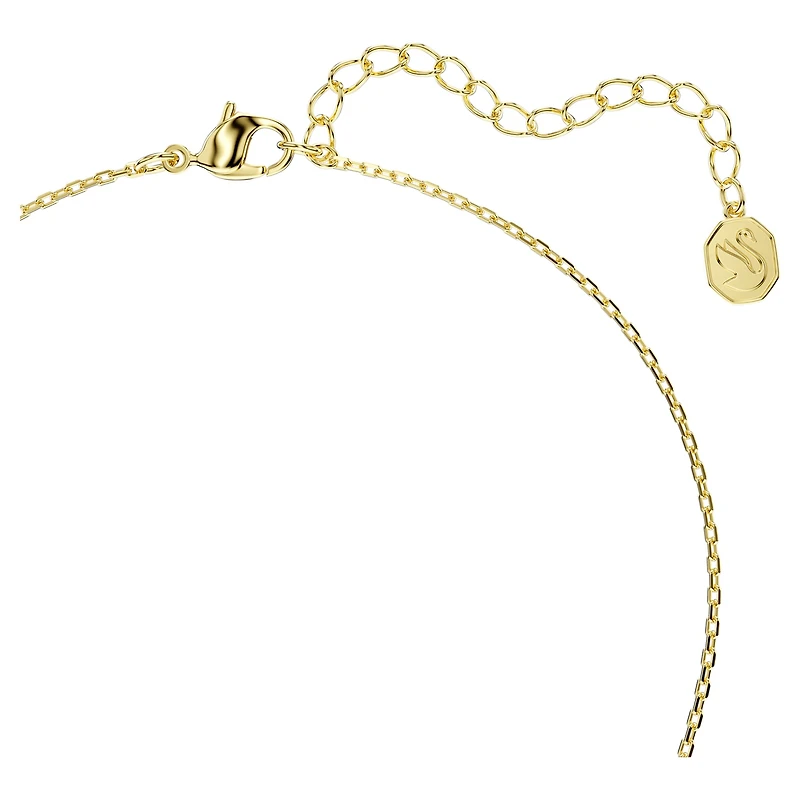 Bella V pendant, Round cut, Green, 18K gold finish