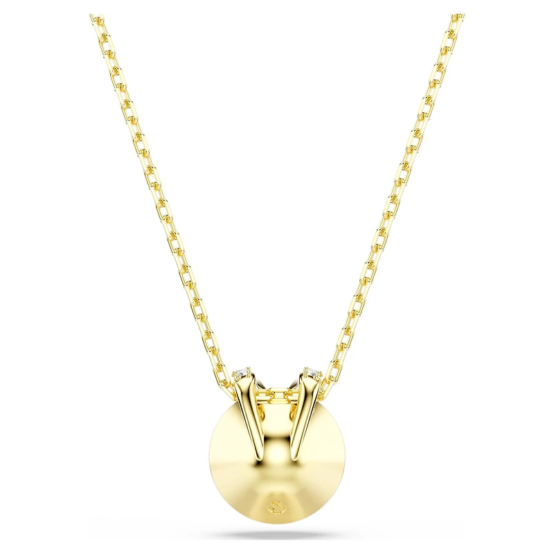 Bella V pendant, Round cut, Green, 18K gold finish