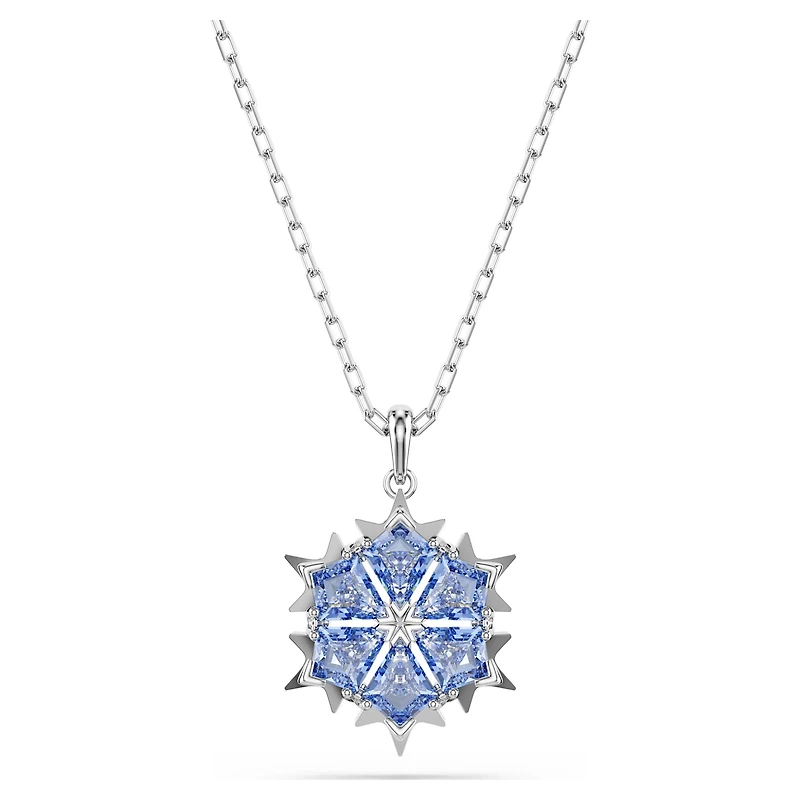 Magic pendant, Snowflake, Blue, Rhodium plated by SWAROVSKI