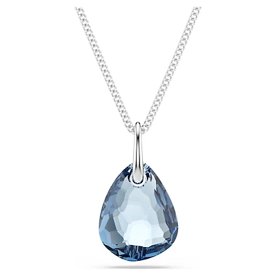 Galet pendant, Blue, Rhodium plated