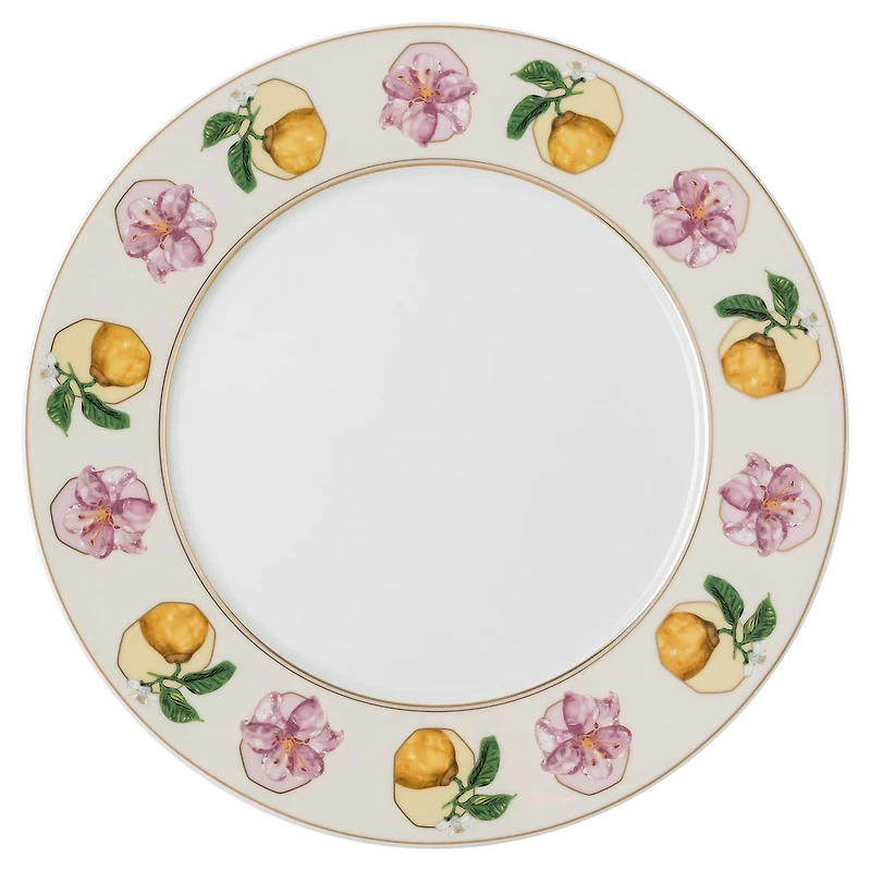 Idyllia dinner plate, Porcelain, Crystal print motif, lily citron, Multicoloured by SWAROVSKI