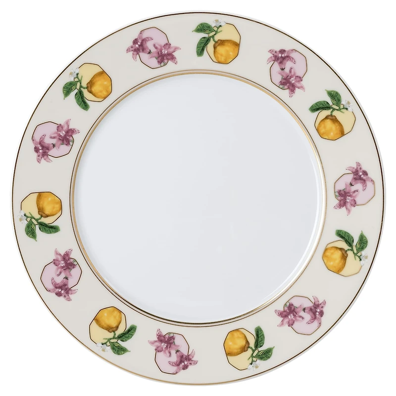 Idyllia dessert plate, Porcelain, Crystal print motif, lily citron, Multicoloured by SWAROVSKI