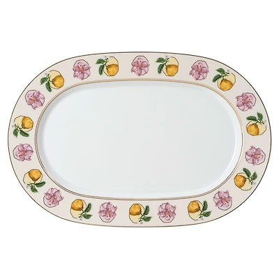 Idyllia platter, Porcelain, Crystal print motif, Lily citron, Small, Multicolored