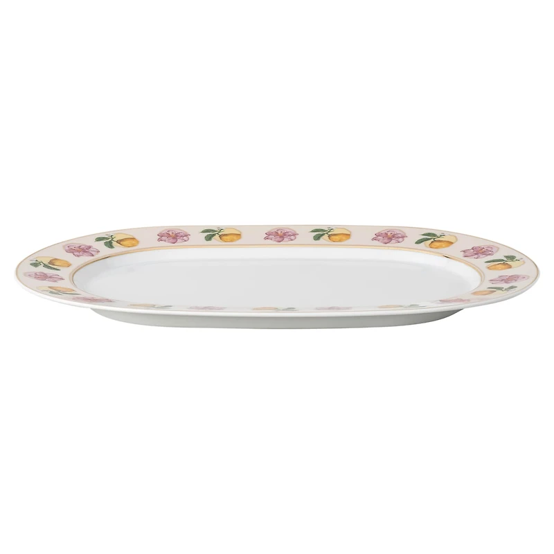 Idyllia platter, Porcelain, Crystal print motif, lily citron, Small, Multicoloured by SWAROVSKI