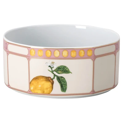 Idyllia bowl, Porcelain, Crystal print motif, Citron, Small, Multicolored