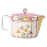 Idyllia teapot, Porcelain, Crystal print motif, flycatcher, Small, Multicoloured by SWAROVSKI