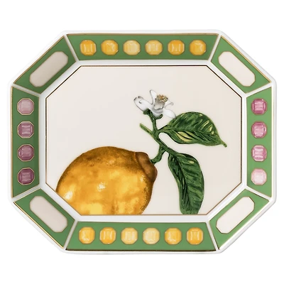 Idyllia tray, Porcelain, Crystal print motif, Citron, Small, Multicolored