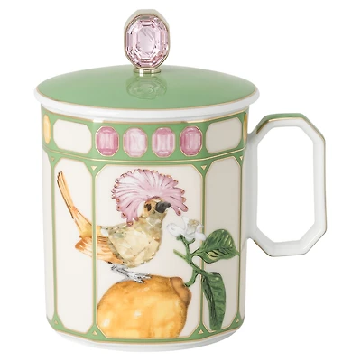 Idyllia mug, Porcelain, Crystal print motif, flycatcher
