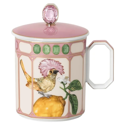 Idyllia mug, Porcelain, Crystal print motif, Flycatcher, Pink