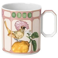 Idyllia mug, Porcelain, Crystal print motif, flycatcher, Pink by SWAROVSKI