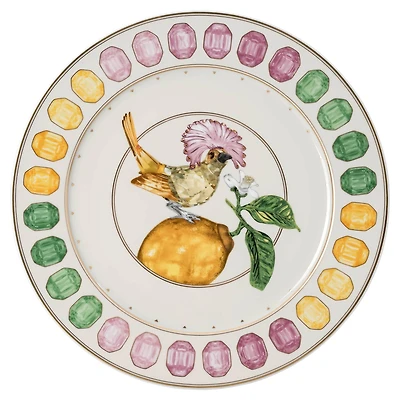 Idyllia service plate, Porcelain, Crystal print motif, Flycatcher, Multicolored