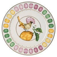 Idyllia service plate, Porcelain, Crystal print motif, flycatcher, Multicoloured by SWAROVSKI