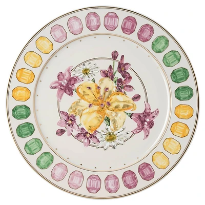 Idyllia service plate, Porcelain, Crystal print motif, bouquet, Multicoloured