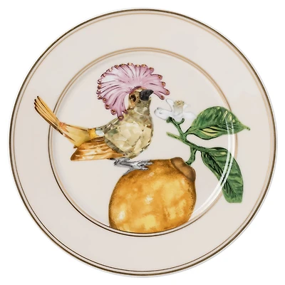 Idyllia bread plate, Porcelain, Crystal print motif, Flycatcher, Multicolored