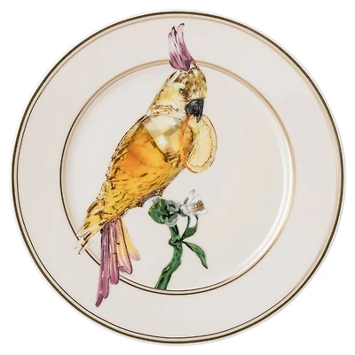 Idyllia bread plate, Porcelain, Crystal print motif, cockatoo, Multicoloured